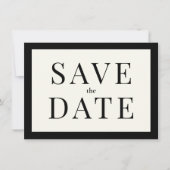 Einfache Schwarzweiß-Save the Date-Karte Einladung (Vorderseite)
