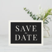Einfache Schwarzweiß-Save the Date-Karte Einladung (Stehend Vorderseite)