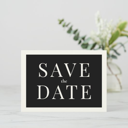 Einfache Schwarzweiß-Save the Date-Karte Einladung (Stehend Vorderseite)