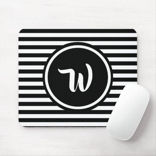 Einfache Schwarzweiss-Streifen-gestreifte Mousepad (Mit Mouse)
