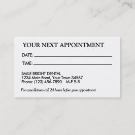 Einfache Schwarzweiß-Terminkarte Visitenkarte