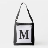 Einfache Schwarzweiß-Vorlage mit Monogramm Tragetaschen Mit Langen Trägern (Rückseite)