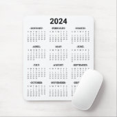 Einfache Schwarzweiß/Weiß 2024 Jahr im Überblick Mousepad (Mit Mouse)
