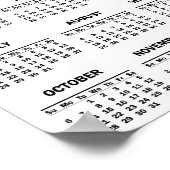 Einfache Schwarzweiß/Weiß 2024 Jahr im Überblick Poster (Ecke)