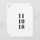 Einfache schwarzweiße Save the Date Postkarte (Vorne/Hinten)