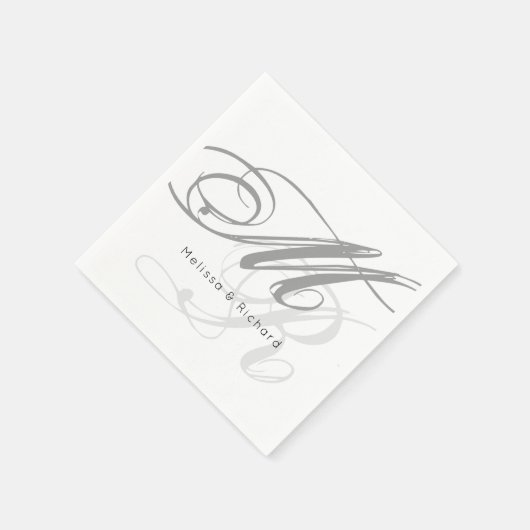 einfache Schwarzweißmonogramm Serviette (Ecke)