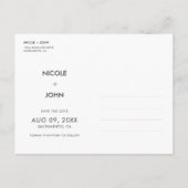 Einfache Schwarzweißpostkarte Save the Date 2 Ankündigungspostkarte (Rückseite)