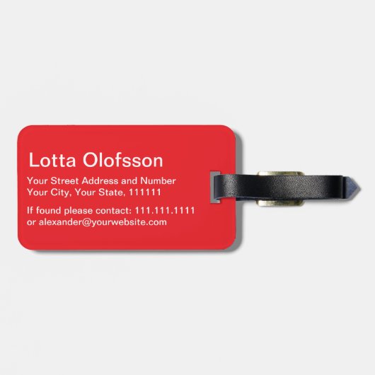 Einfache Schweizer Flagge Rot Gepäckanhänger (Rückseite horizontal)