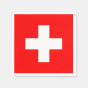Einfache Schweizer Flagge Rot und Weiß Patriotisc Serviette