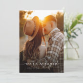 Einfache Script 2 Foto Hochzeit Verlobung Einladung (Stehend Vorderseite)