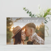 Einfache Script 2 Foto Hochzeit Verlobung Einladung (Stehend Vorderseite)