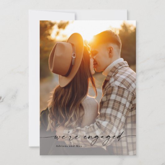 Einfache Script 2 Foto Hochzeit Verlobung Einladung (Vorderseite)