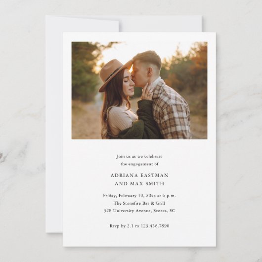 Einfache Script 2 Foto Hochzeit Verlobung Einladung (Rückseite)