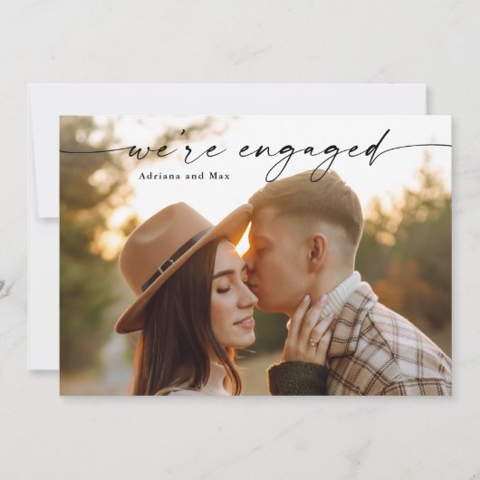 Einfache Script 2 Foto Hochzeit Verlobung Einladung (Vorderseite)