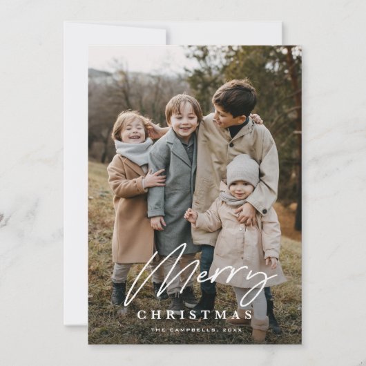 Einfache Script 3 Foto Frohe Weihnachten (Vorderseite)