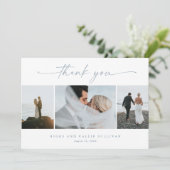 Einfache Script 3 Foto Hochzeit Einladung (Stehend Vorderseite)