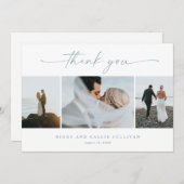 Einfache Script 3 Foto Hochzeit Einladung (Vorne/Hinten)