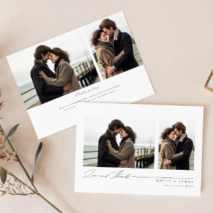 Einfache Script 4 Foto Hochzeit Dankeskarte