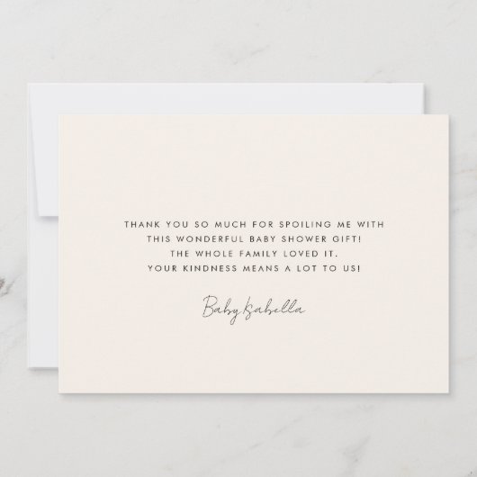 Einfache Script Baby Dusche Dankeschön Karte (Rückseite)