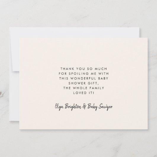Einfache Script Baby Dusche Dankeschön Karte (Rückseite)