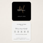 Einfache Script Black and Gold Monogram Loyalty Ca (Vorne & Hinten)