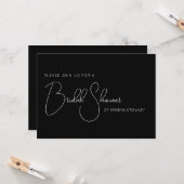 Einfache Script Black Bridal Dusche Einladung (Vorderseite/Rückseite Beispiel)