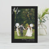 Einfache Script Black Foto Moderne Dankeschön Kart Dankeskarte (Stehend Vorderseite)