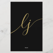 Einfache Script Black Gold Personalisiert Stationi Briefpapier (Rückseite)