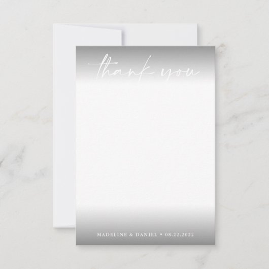 Einfache Script Black mit Foto Wedding Dankeskarte (Vorderseite)