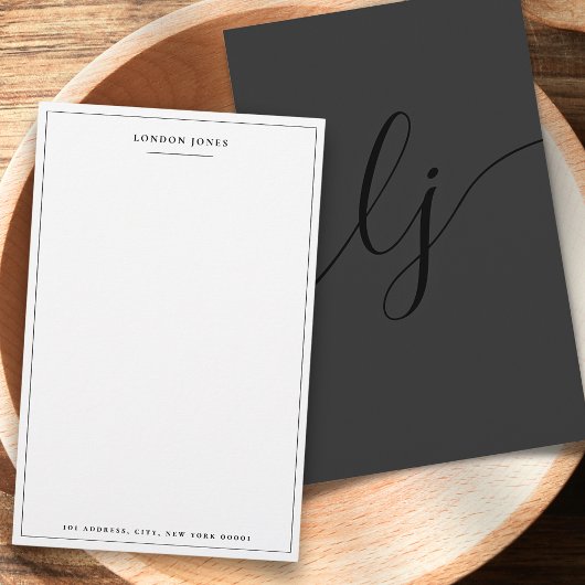 Einfache Script Black Moderne Personalisiert Stati Briefpapier