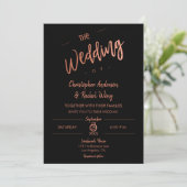 Einfache Script Black Rose Gold Foil Die Hochzeit  Einladung (Stehend Vorderseite)