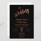 Einfache Script Black Rose Gold Foil Die Hochzeit  Einladung (Vorne/Hinten)
