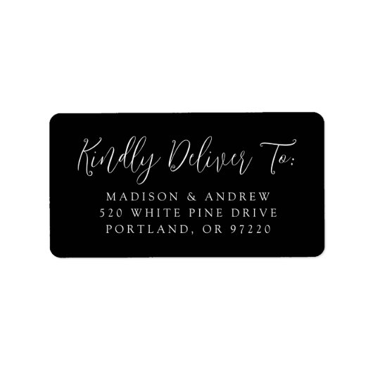 Einfache Script Black Wedding RSVP-Adresse Adressaufkleber (Vorne)
