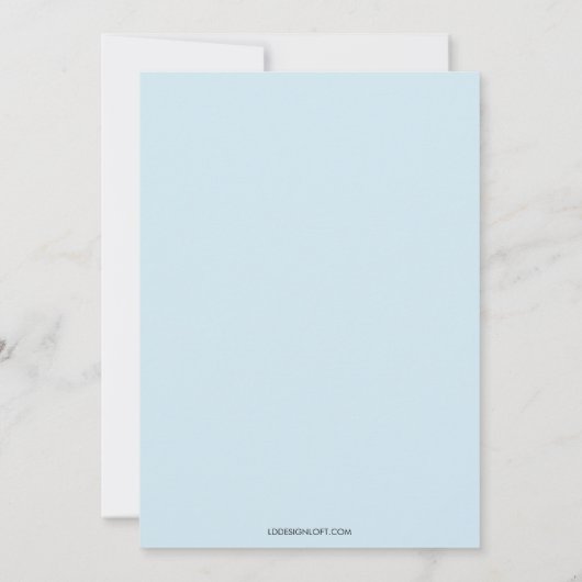 Einfache Script Blue Modern Baby Boy Dusche Einladung (Rückseite)