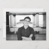 Einfache Script Blue White Foto Abschluss Ankündigung (Rückseite)