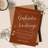 Einfache Script Burnt Orange und White Wedding Einladung