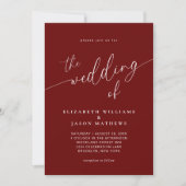 Einfache Script Calligraphy Burgundy Foto Wedding Einladung (Vorderseite)