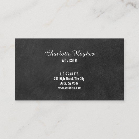 Einfache Script Chalkboard Terminierungskarte Visitenkarte (Rückseite)