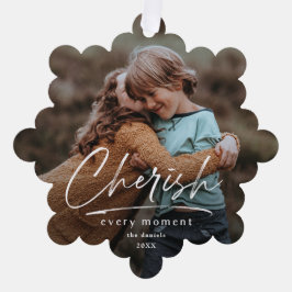 Einfache Script Cherish 2 Foto Weihnachtsfeiertag Ornament Karte