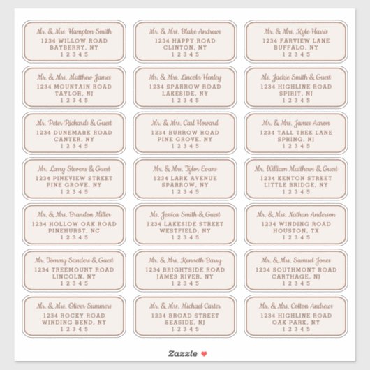 Einfache Script-Copper- und Beige-Gästeschriften Aufkleber (Blatt)