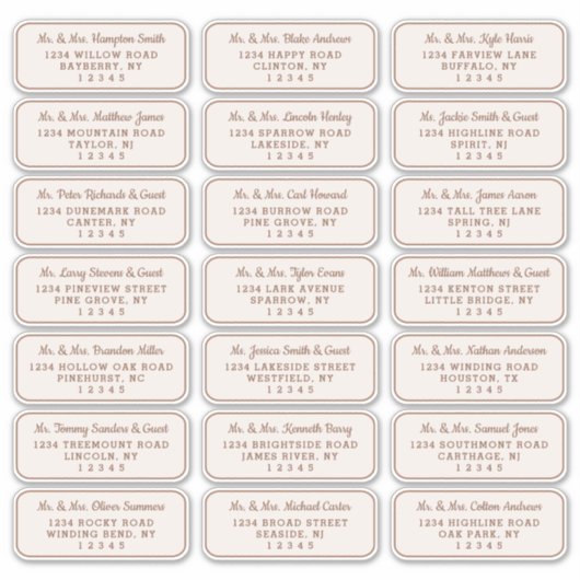 Einfache Script-Copper- und Beige-Gästeschriften Aufkleber (Vorderseite)