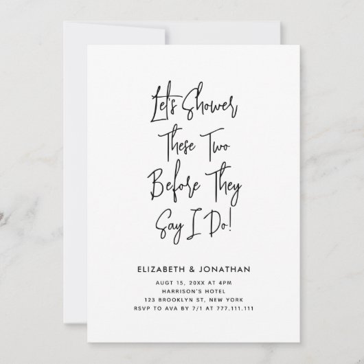 Einfache Script Couple Dusche, bevor sie sagen, ic Einladung (Vorderseite)