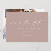 Einfache Script-Dusty-Rose Save the Date Postkarte (Vorne/Hinten)