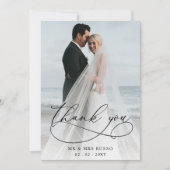 Einfache Script Elegant Blush Foto Hochzeit Dankeskarte (Vorderseite)