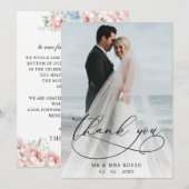 Einfache Script Elegant Blush Foto Hochzeit Dankeskarte (Vorne/Hinten)