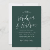 Einfache Script Forest Green Wedding Einladung (Vorderseite)