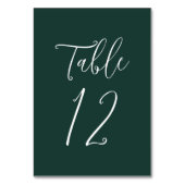 Einfache Script Forest Green Wedding Tischnummer (Vorderseite)