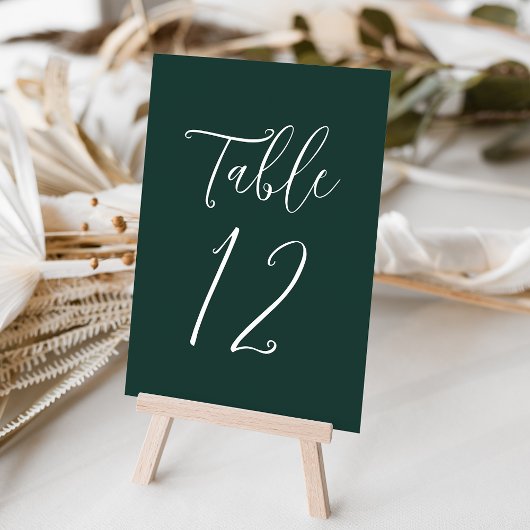 Einfache Script Forest Green Wedding Tischnummer