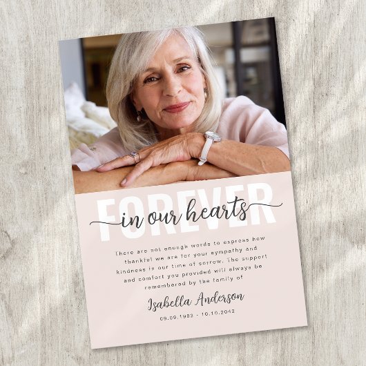 Einfache Script-Foto-Beerdigung Dankeskarte