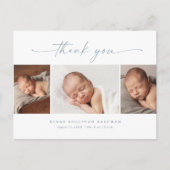Einfache Script Foto Collage Baby Vielen Dank Postkarte (Vorderseite)